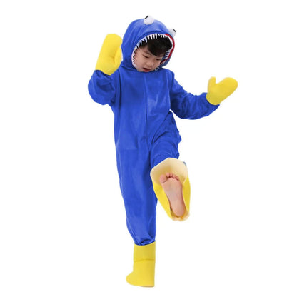Kids Poppy Playtime Costume Huggy Wuggy Cosplay Outfit with Shoes Gloves for Boys and Girls