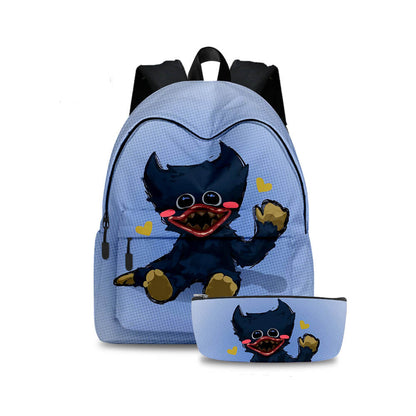2Pcs Poppy Playtime Backpack Set Huggy Wuggy School Bookbag and Pencil-case