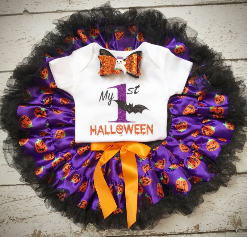 Baby Girls Halloween Romper Tutu Dress Headband Outfits 3PCS