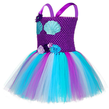 Girls Mermaid Tutu Dress Sea Princess Dress with Headband For 12 Months To 8 Years