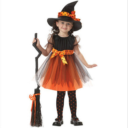 Toddler Girls Halloween Costume Dress+Hat Outfit