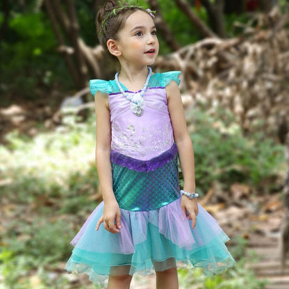 Girls Mermaid Dress Beach Vacation Summer Princess Dress Halloween Carnival Cosplay Costume