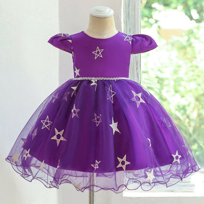 Halloween Costume - Toddler Halloween Party Purple Witches Witchery Hat and Costume Dress Set