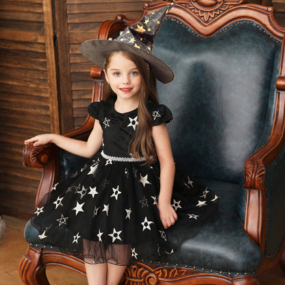 Halloween Costume - Toddler Halloween Party Purple Witches Witchery Hat and Costume Dress Set